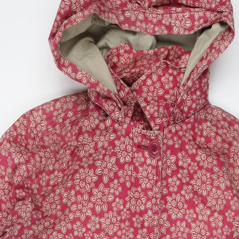 Tin Cloth Womens Pink Floral Overcoat Coat Size 14 Button