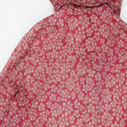 Tin Cloth Womens Pink Floral Overcoat Coat Size 14 Button
