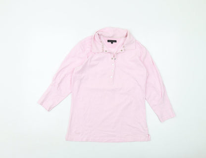 Rohnisch Womens Pink Cotton Basic T-Shirt Size L Collared