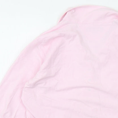 Rohnisch Womens Pink Cotton Basic T-Shirt Size L Collared