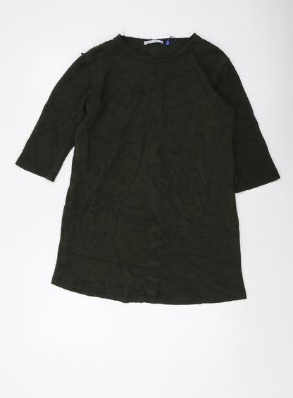 Womens UK Size M Zara Green Tunic Blouse