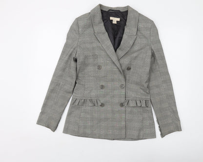 H&M Womens Grey Plaid Jacket Size 4 Button