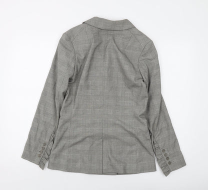 H&M Womens Grey Plaid Jacket Size 4 Button