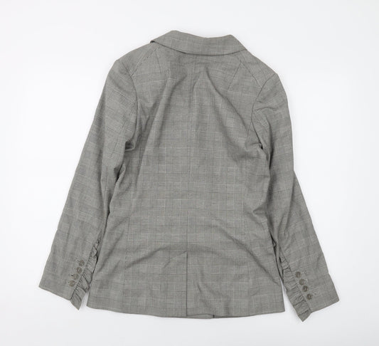 H&M Womens Grey Plaid Jacket Size 4 Button