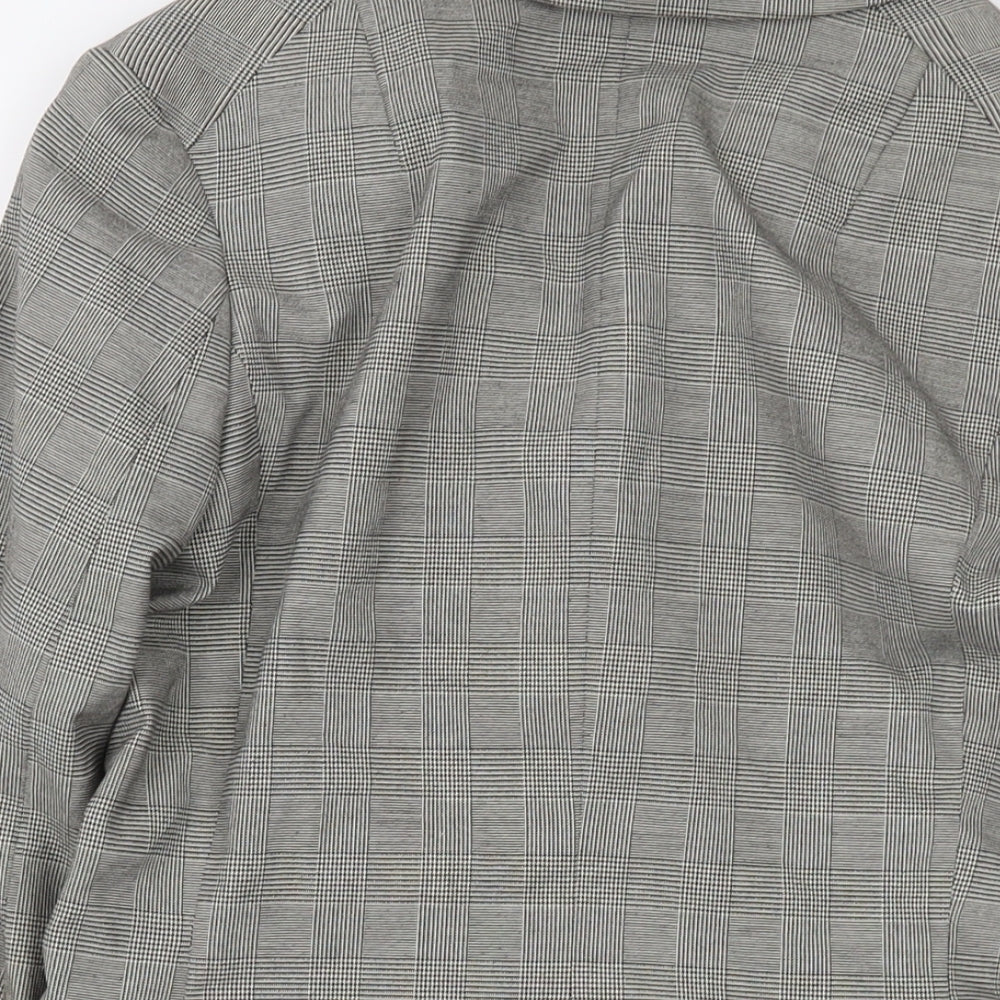 H&M Womens Grey Plaid Jacket Size 4 Button