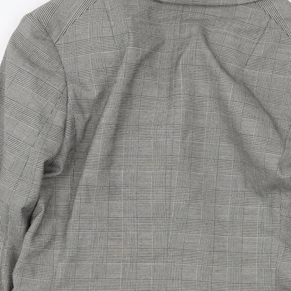 H&M Womens Grey Plaid Jacket Size 4 Button