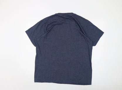 Leeds Mens Blue Cotton T-Shirt Size L Crew Neck