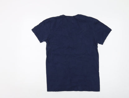 Avenger Mens Blue Cotton T-Shirt Size S Crew Neck