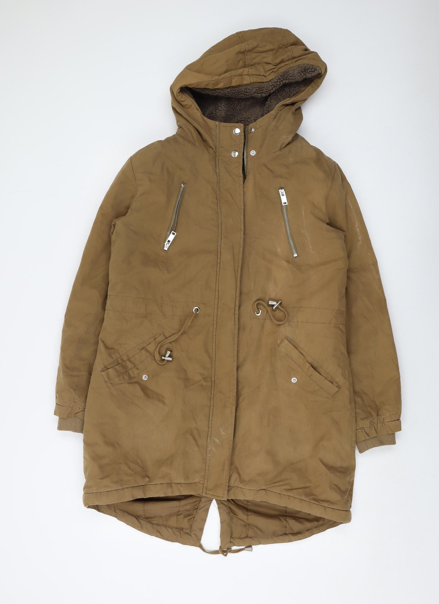 New Looj Womens Beige Parka Jacket Size 12 Zip