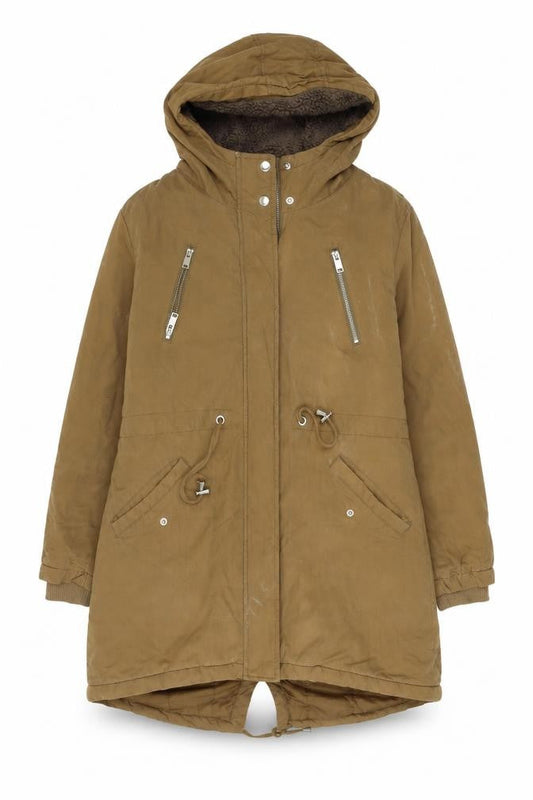 New Look Womens Beige Parka Jacket Size 12 Zip