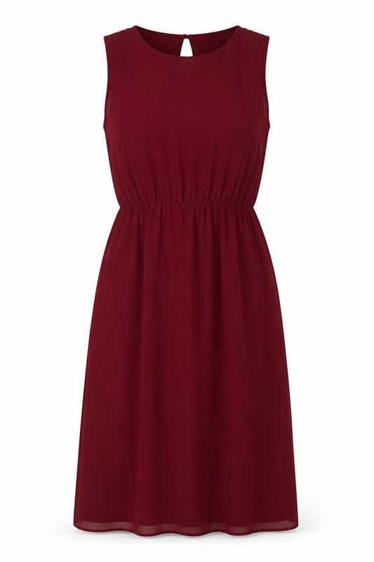 Billie & Blossom Womens Red Polyester A-Line Size 12 Boat Neck Button