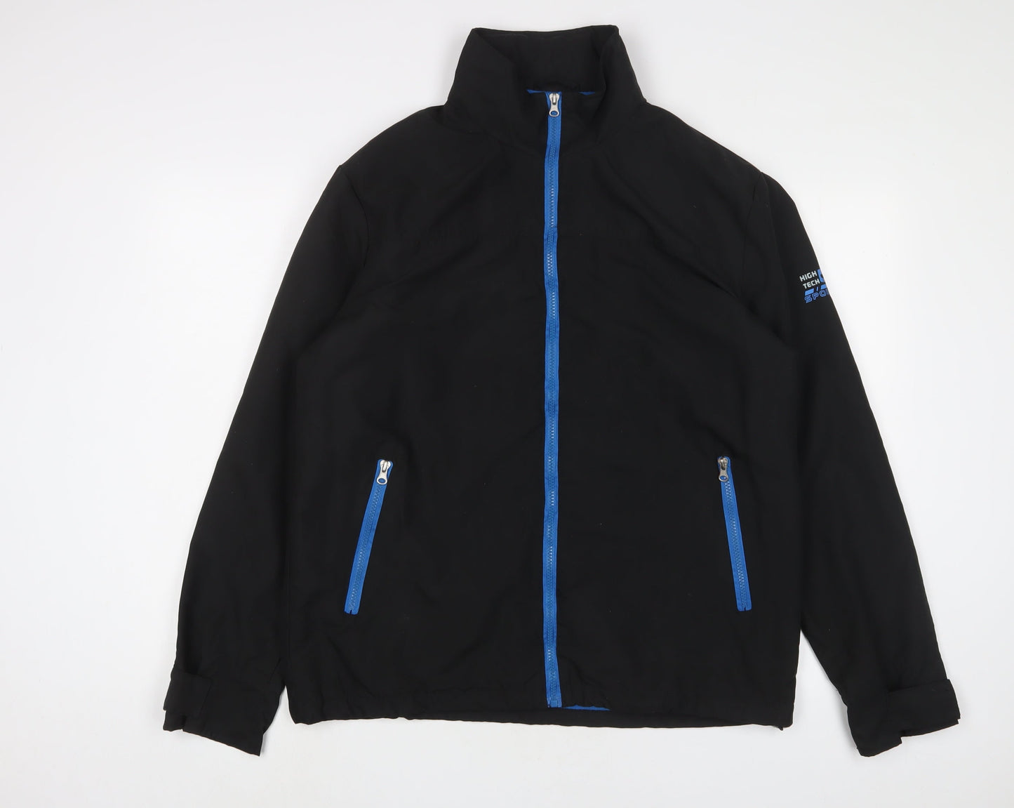 Atlas Mens Black Jacket Size M Zip - Logo, Embroidered