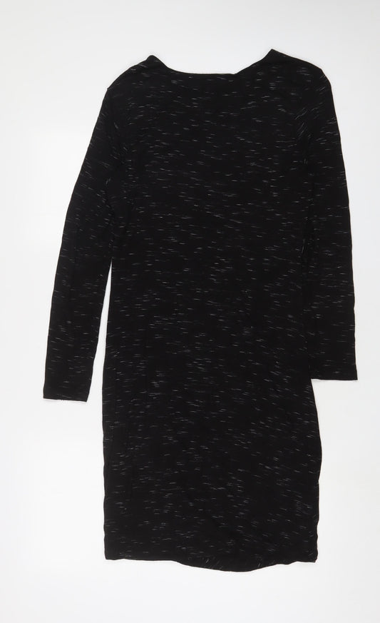 H&M Womens Grey Geometric Viscose A-Line Size M Boat Neck Pullover