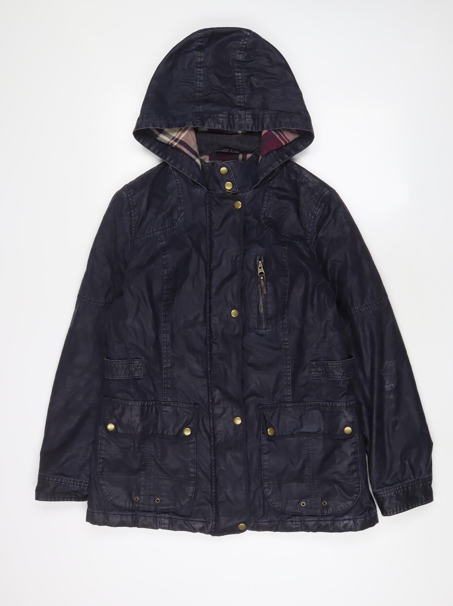 Indigo Womens Blue Jacket Coat Size 14 Zip