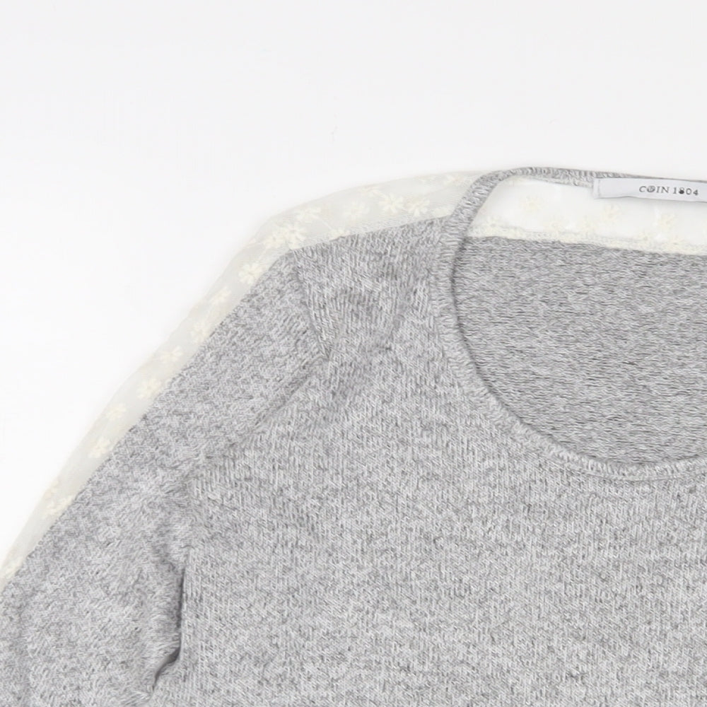 Womens UK Size L COIN 1804 Grey Basic T-Shirt
