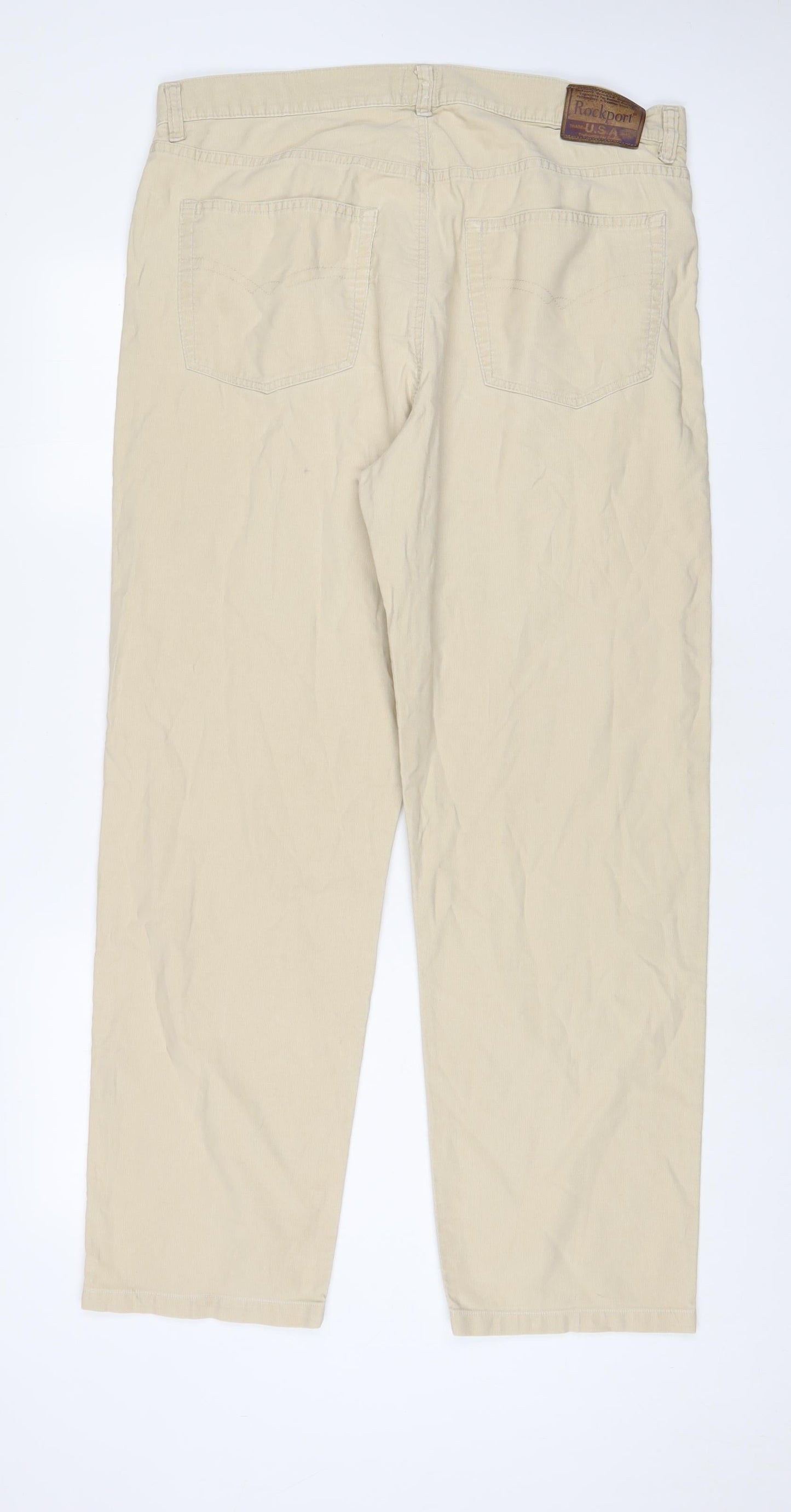 Mens UK Size 38 in Rockport Regular Fit Straight Beige Jeans