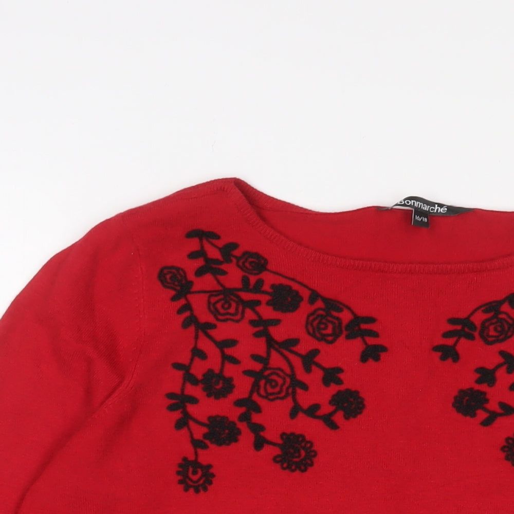 Womens UK Size 16 Bonmarché Red Pullover Jumper