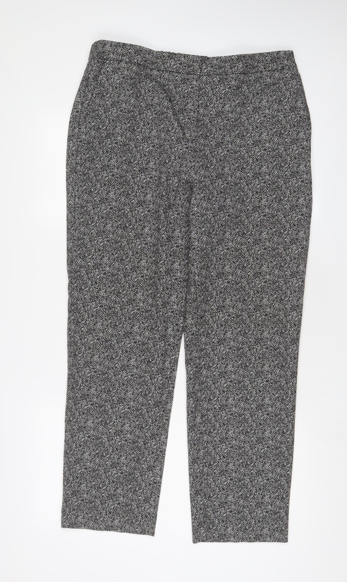 Classic Womens Grey Polyester Trousers Size 14 L29 in Regular Hook & Eye