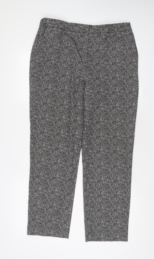 Classic Womens Grey Polyester Trousers Size 14 L29 in Regular Hook & Eye