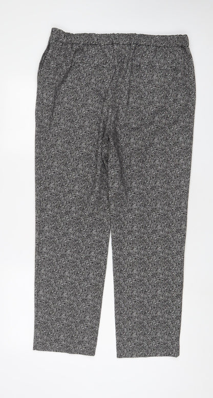 Classic Womens Grey Polyester Trousers Size 14 L29 in Regular Hook & Eye