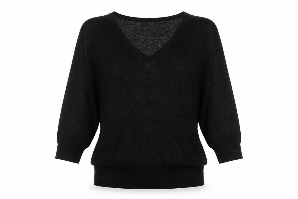Next Womens Black V-Neck Viscose Pullover Jumper Size 12 - Cold Shoulder
