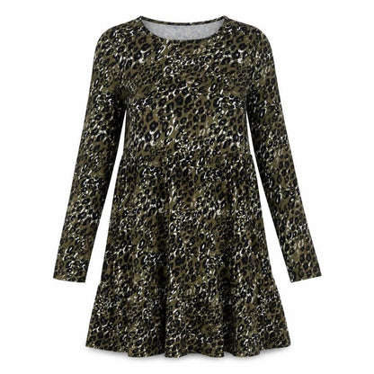 New Look Womens Green Animal Print Cotton A-Line Size 8 Crew Neck Pullover