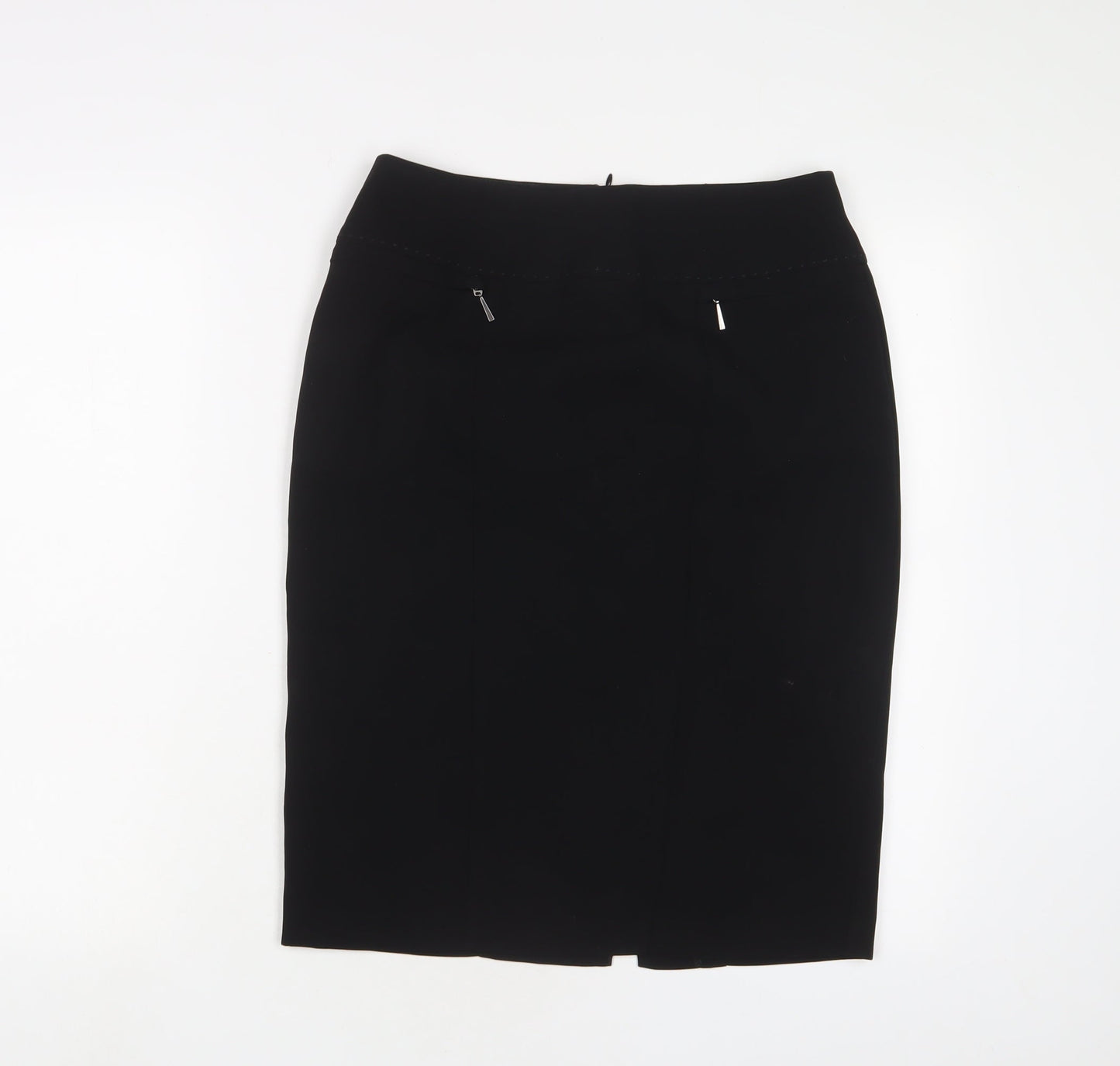 Marks and Spencer Womens Black Polyester A-Line Skirt Size 10 Zip