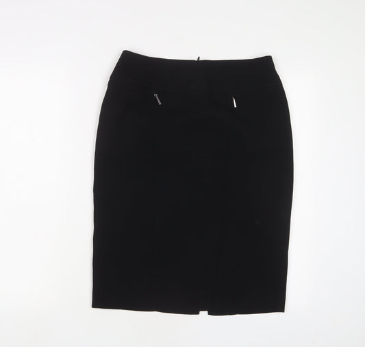 Marks and Spencer Womens Black Polyester A-Line Skirt Size 10 Zip