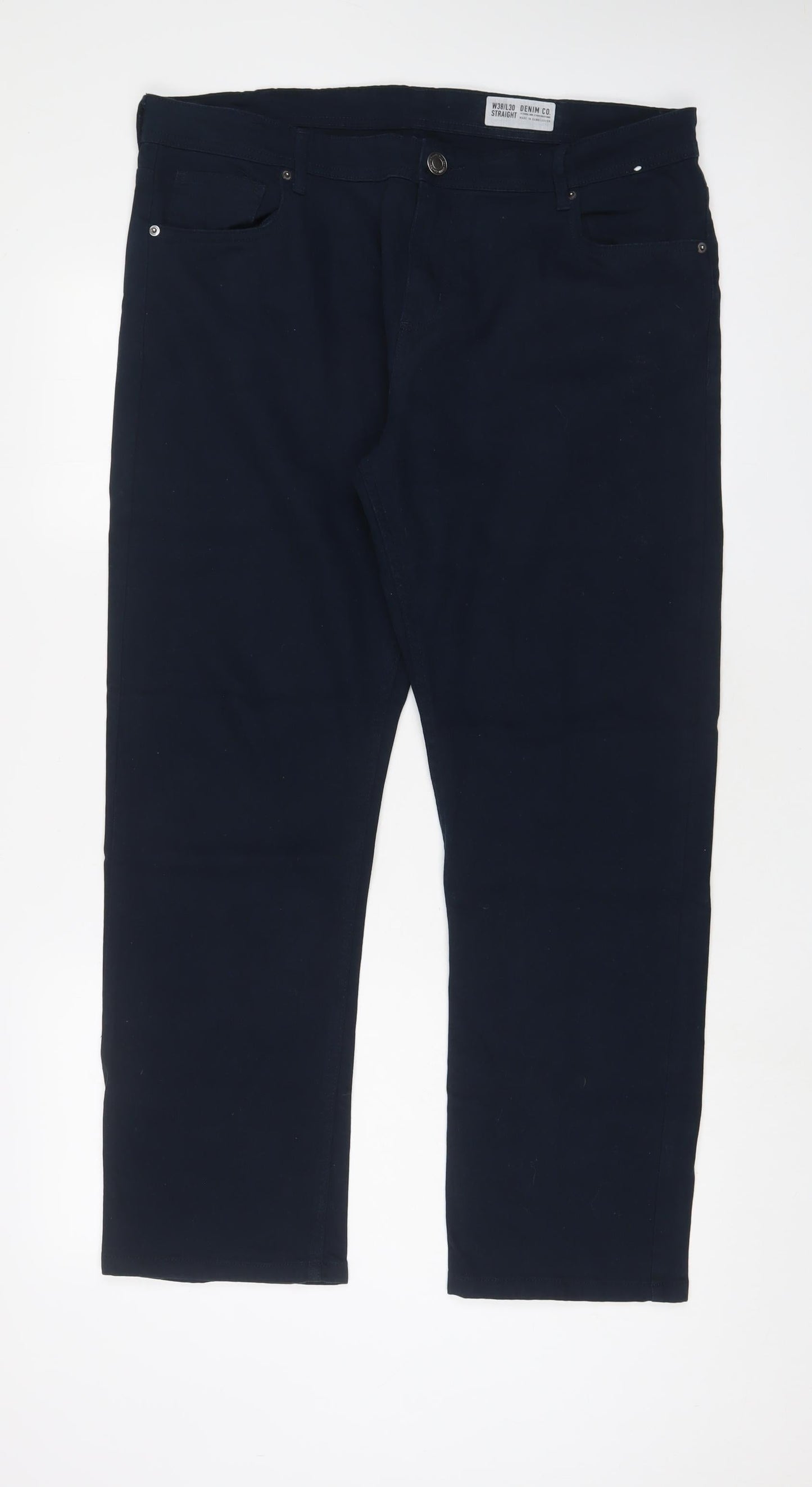 Denim & Co. Mens Blue Cotton Straight Jeans Size 38 in L30 in Regular Zip