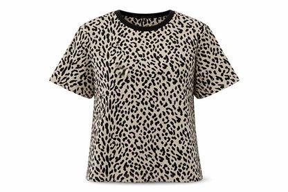 Next Womens Brown Animal Print Polyester Basic T-Shirt Size M Crew Neck