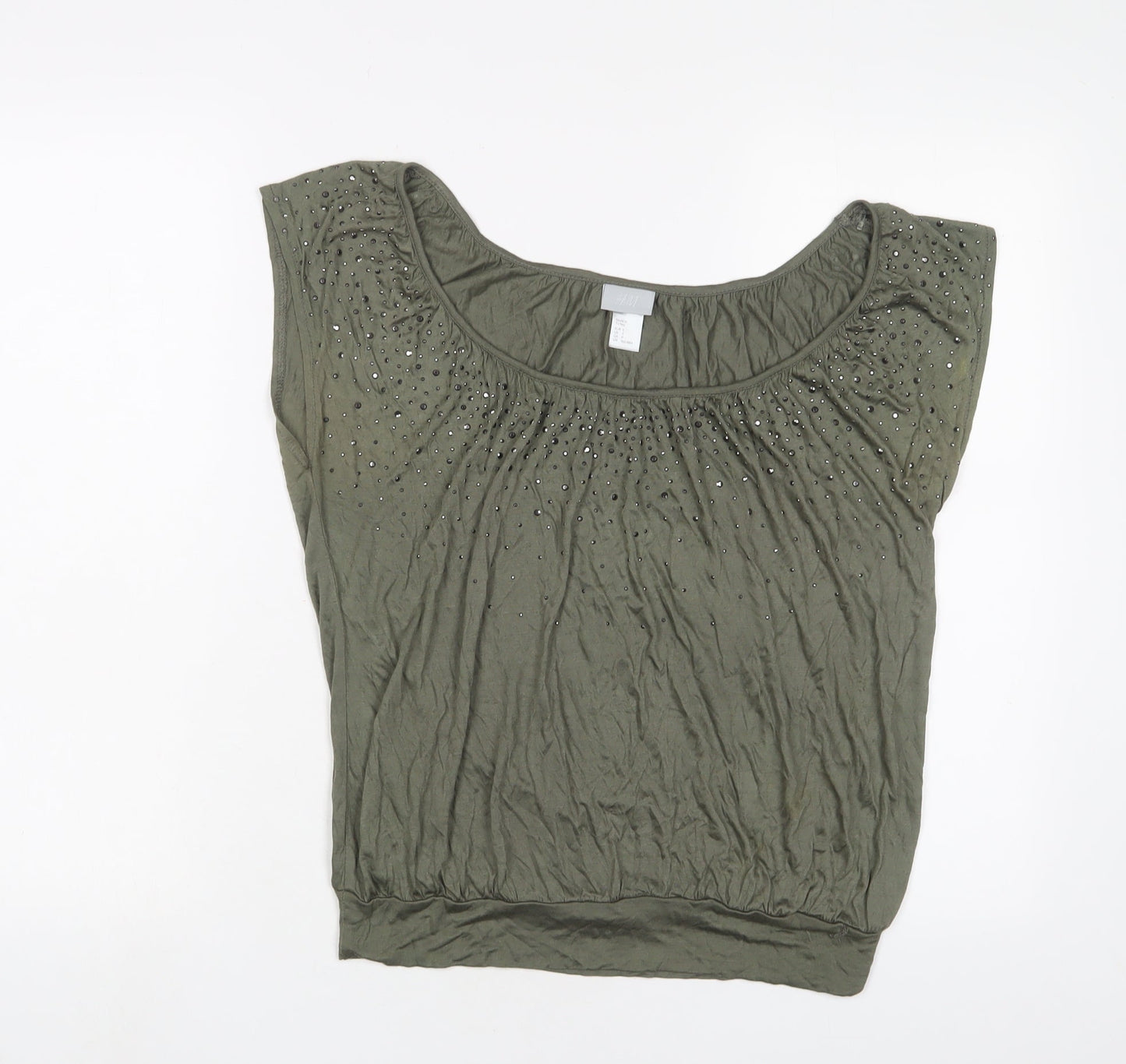 Womens UK Size S H&M Green Basic T-Shirt