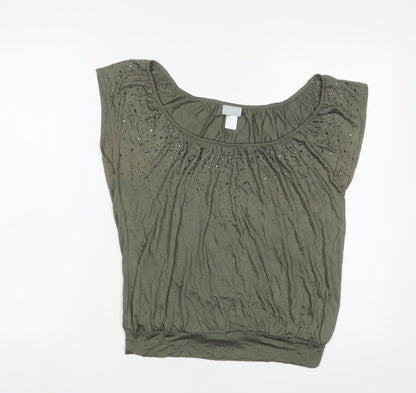 Womens UK Size S H&M Green Basic T-Shirt