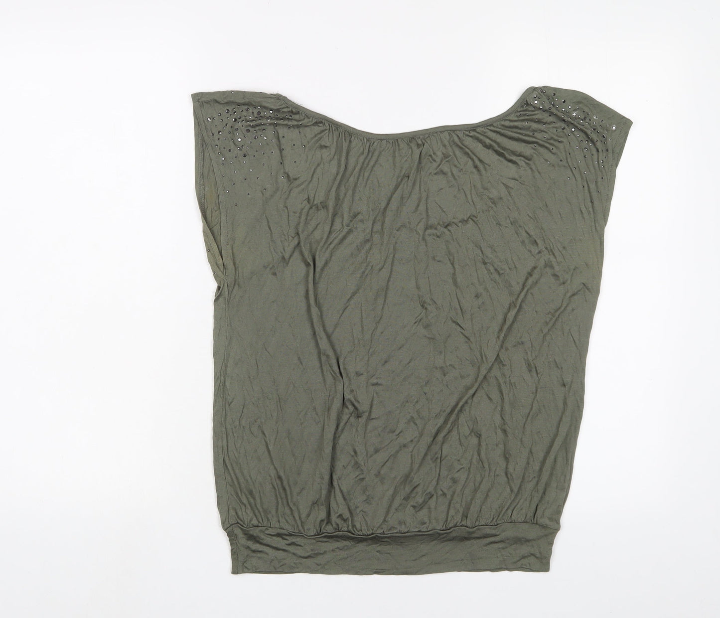 Womens UK Size S H&M Green Basic T-Shirt