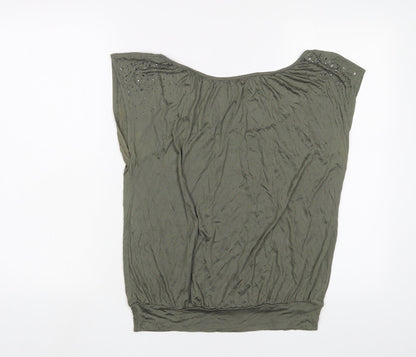 Womens UK Size S H&M Green Basic T-Shirt