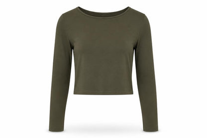 New Look Womens Green Cotton Cropped T-Shirt Size 8 Collared