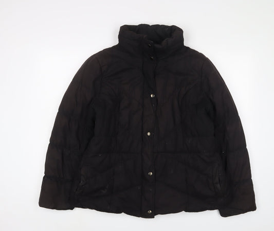 Womens UK Size L Marks and Spencer Black Quilted Coat
