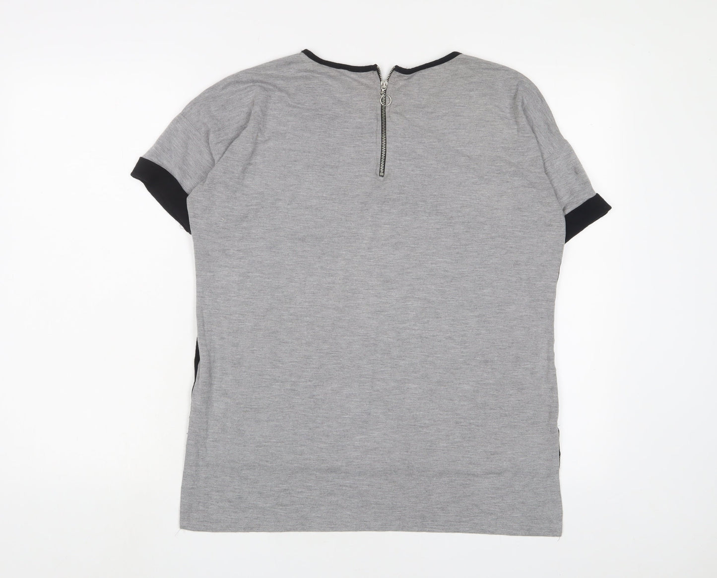 Select Womens Grey Polyester Basic T-Shirt Size 10 Crew Neck