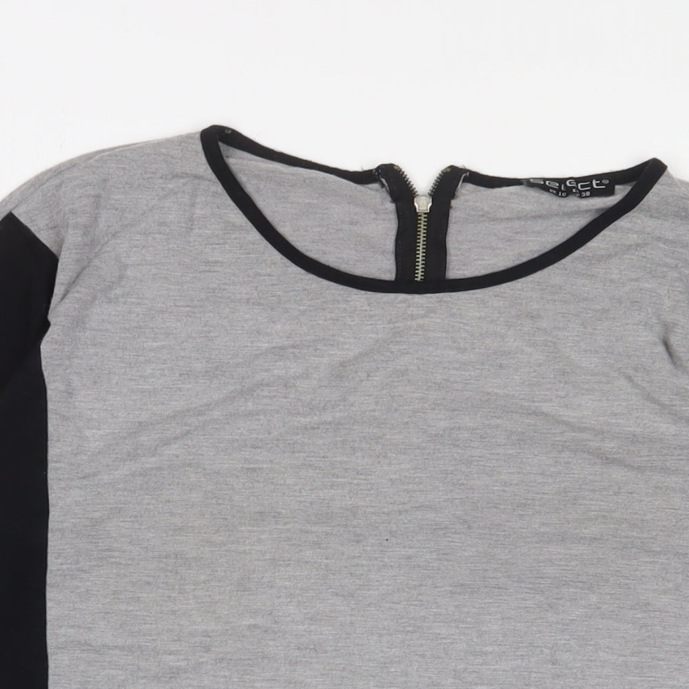 Select Womens Grey Polyester Basic T-Shirt Size 10 Crew Neck