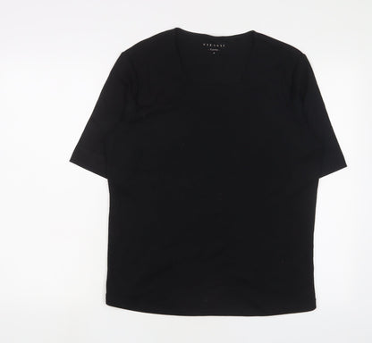 Womens UK Size 16 Viz a viz Black Basic T-Shirt