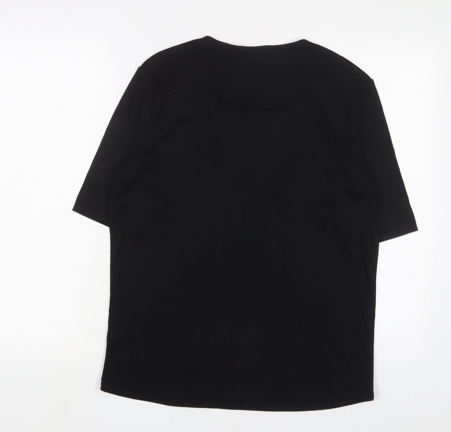 Womens UK Size 16 Viz a viz Black Basic T-Shirt