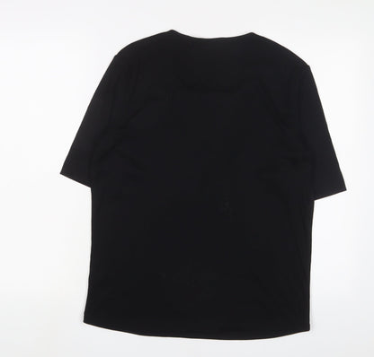 Womens UK Size 16 Viz a viz Black Basic T-Shirt