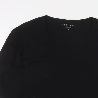 Womens UK Size 16 Viz a viz Black Basic T-Shirt