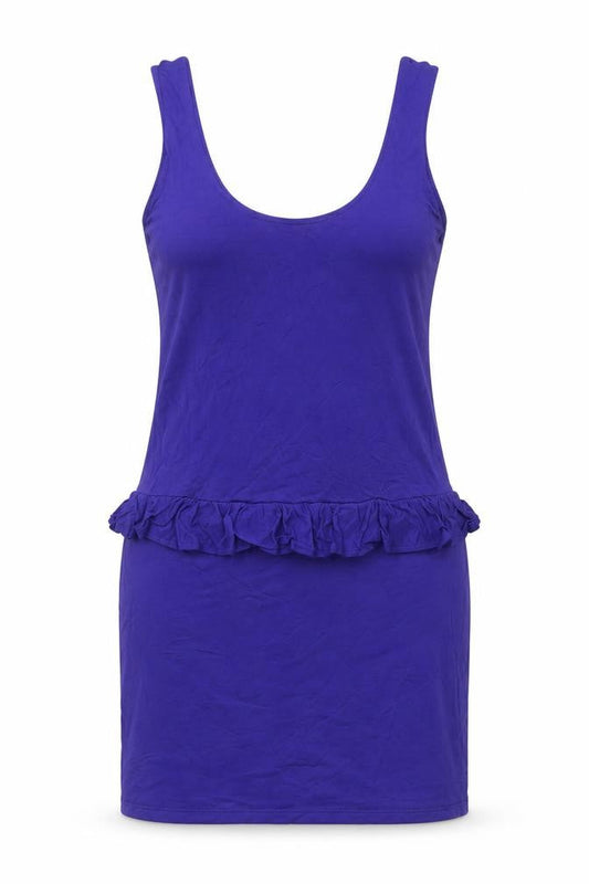 Front view of Miss Selfridge women’s purple cotton bodycon, size UK 12, scoop neck pullover