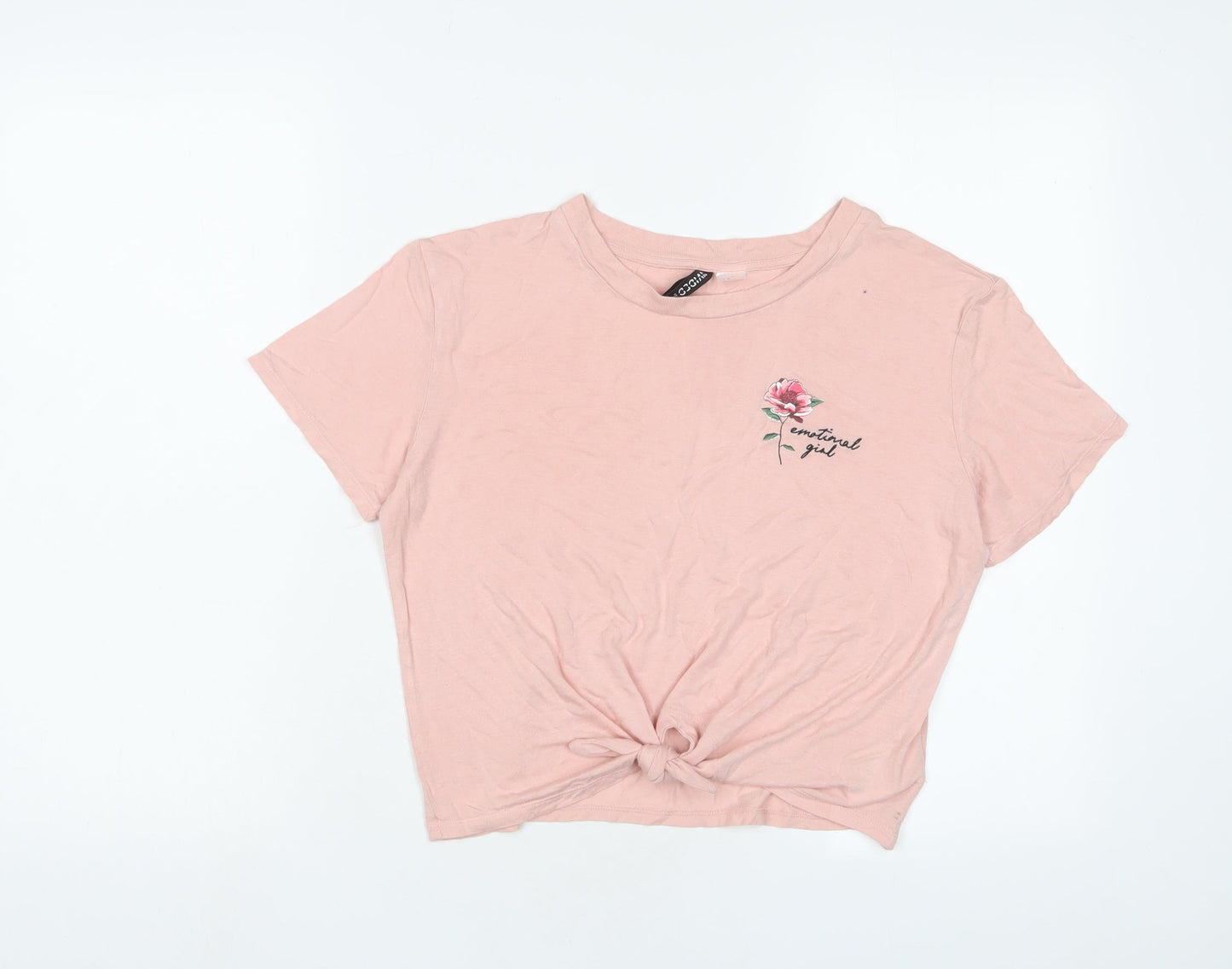 Womens UK Size M H&M Pink Cropped T-Shirt