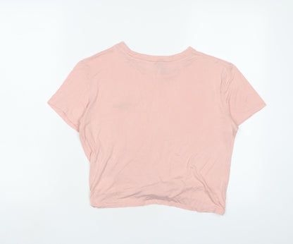 Womens UK Size M H&M Pink Cropped T-Shirt