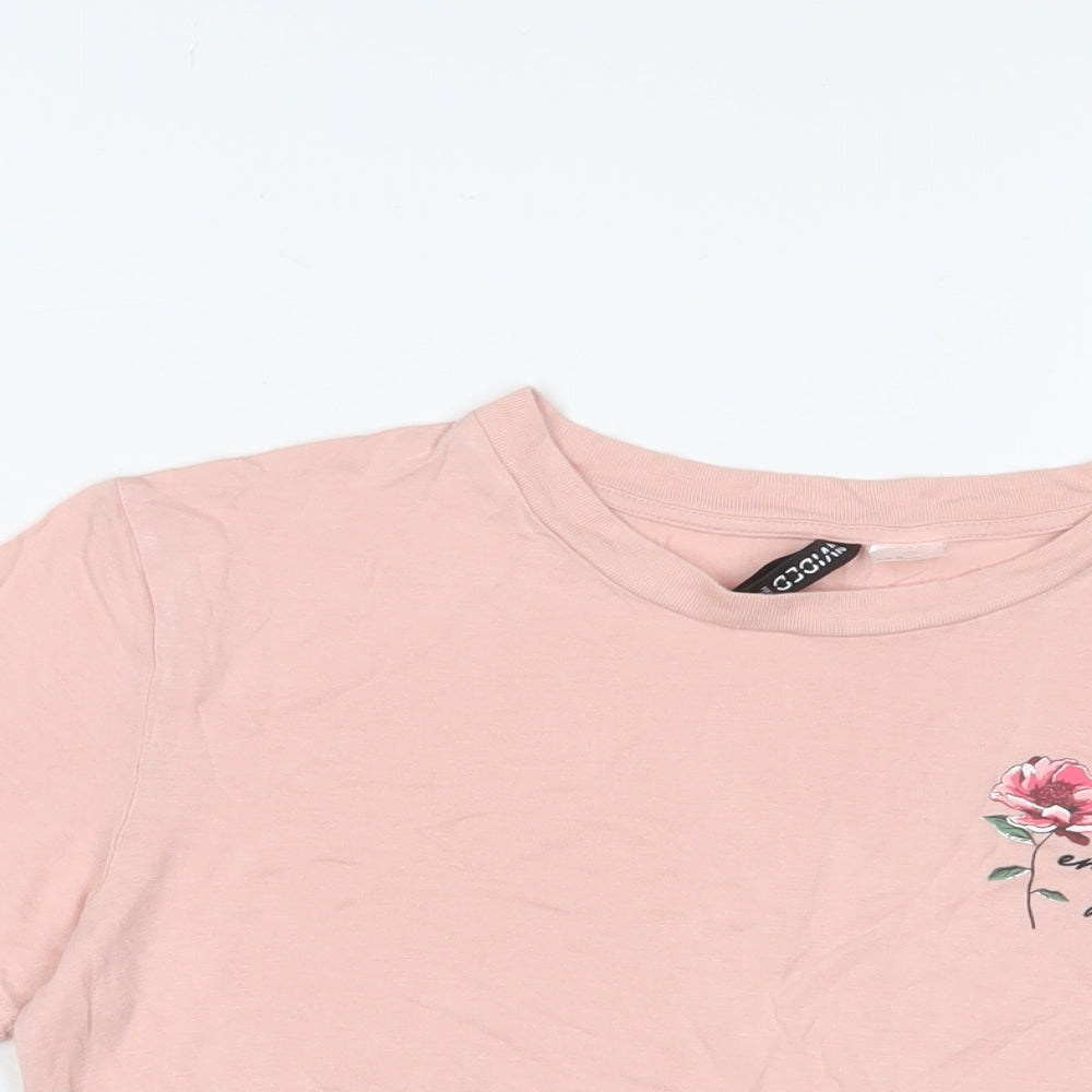 Womens UK Size M H&M Pink Cropped T-Shirt