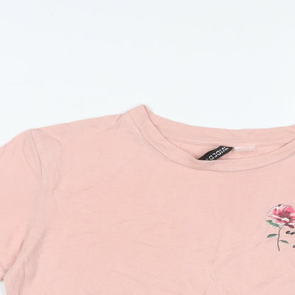 Womens UK Size M H&M Pink Cropped T-Shirt