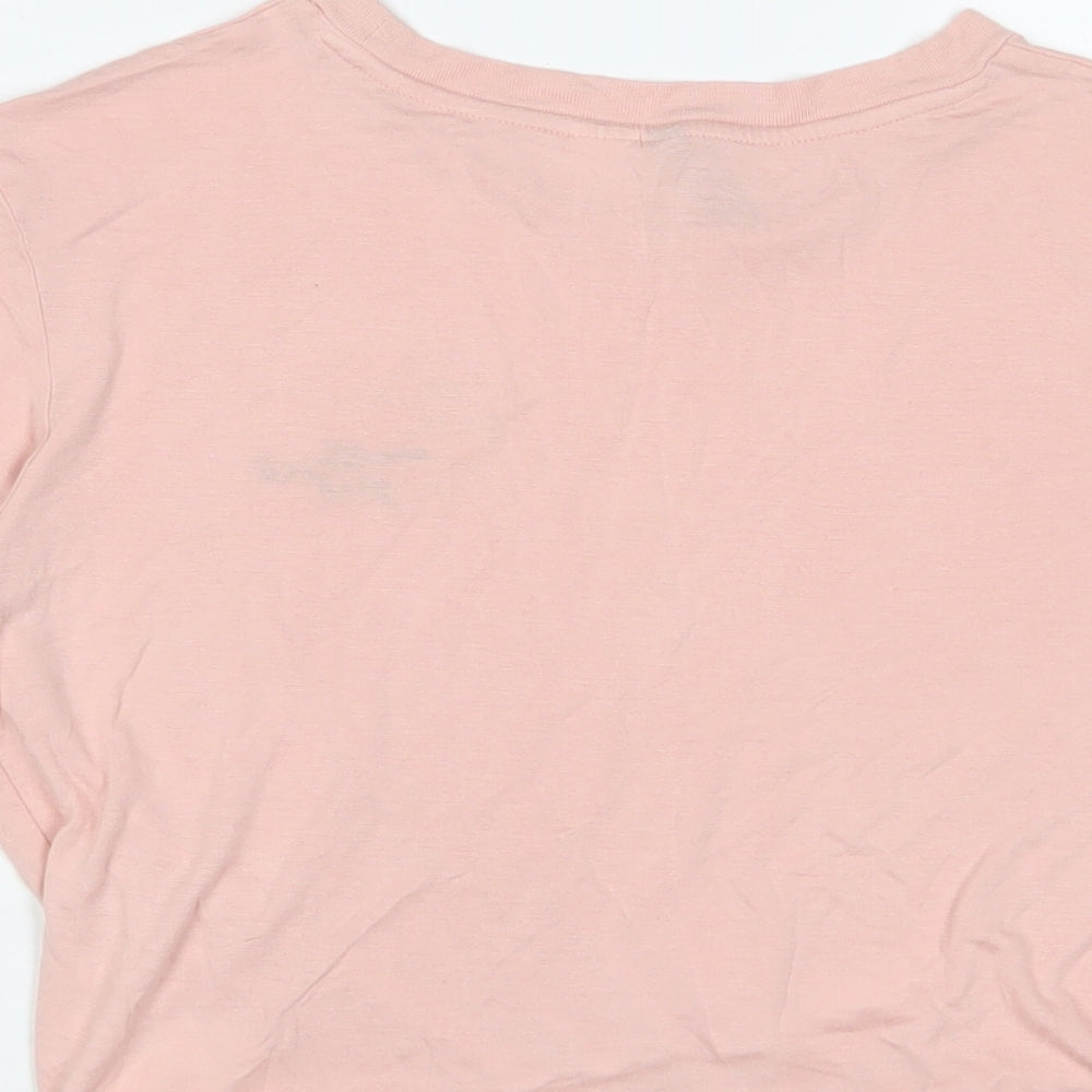 Womens UK Size M H&M Pink Cropped T-Shirt