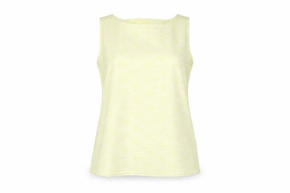 Marks & Spencer Womens Yellow Geometric Viscose Basic Tank Size 16 Scoop Neck