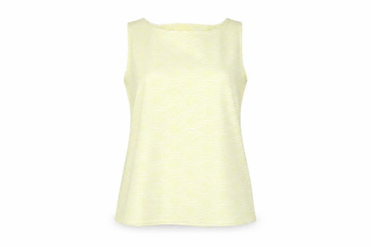 Marks & Spencer Womens Yellow Geometric Viscose Basic Tank Size 16 Scoop Neck